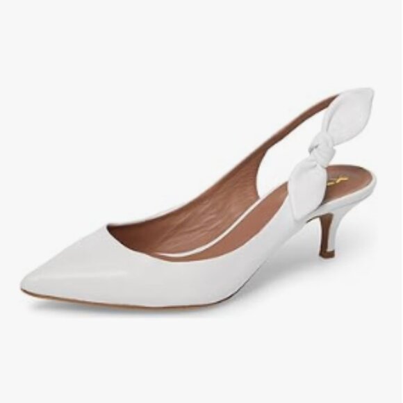 XYD White Slingback Heels - Picture 1 of 8